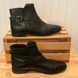 Tila March Black Buckle Leather Booties Size 39